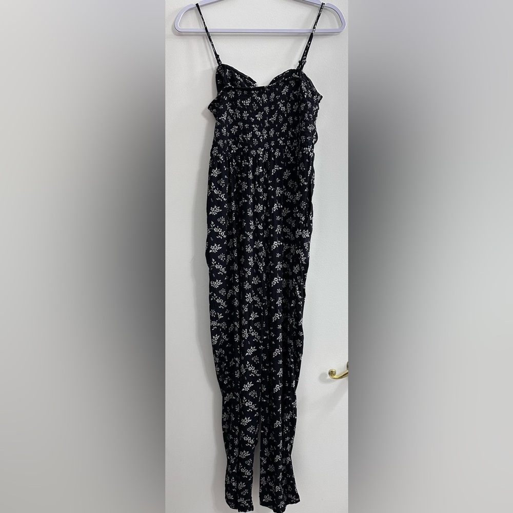 American Eagle Black White Floral Tube Jumpsuit Strapless Women’s M - Picture 4 of 6